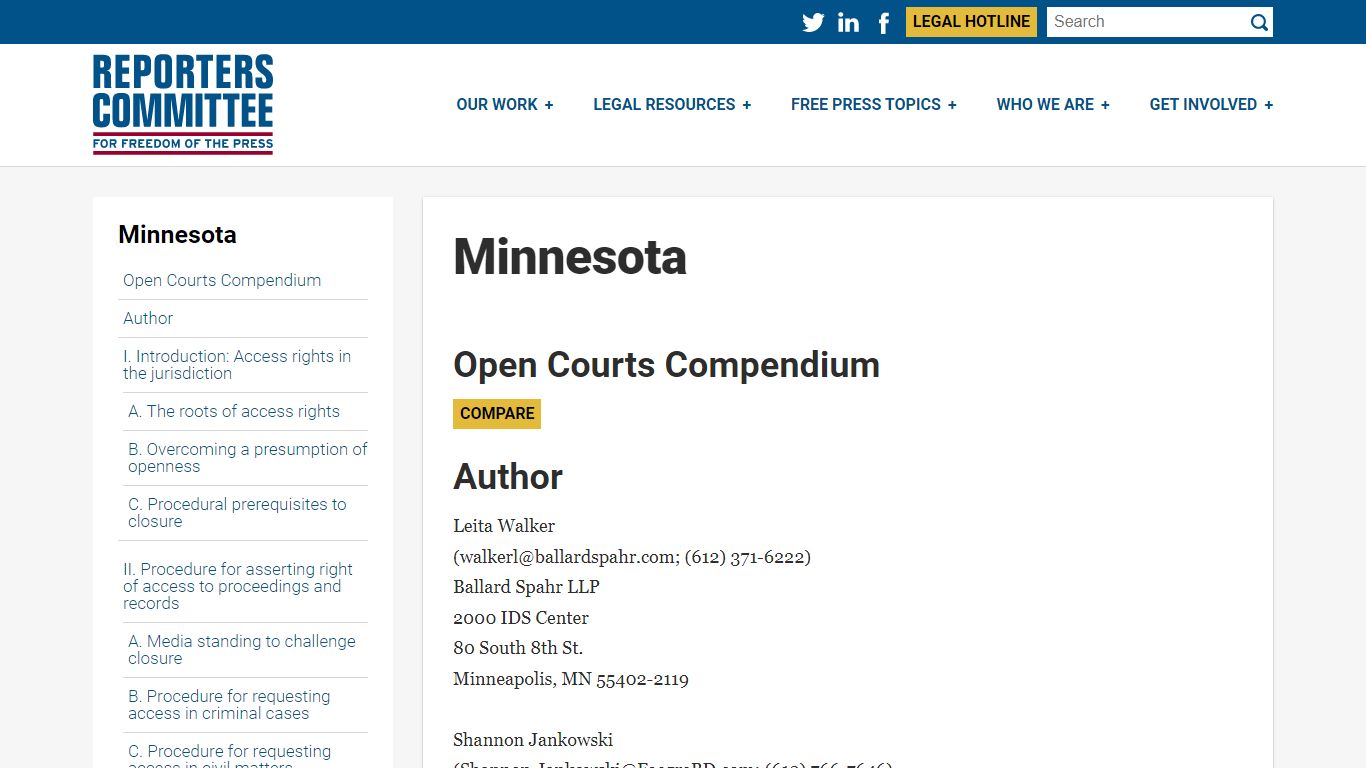 Open Courts Compendium Minnesota - Reporters Committee